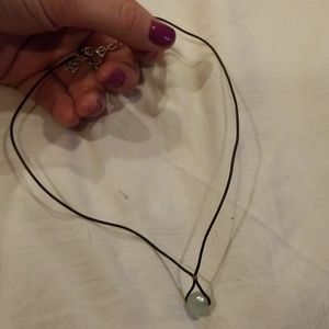Aquamarine leather necklace